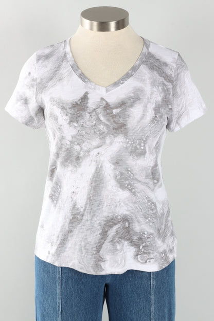 V-Neck Tee - Fog Ocean Marble