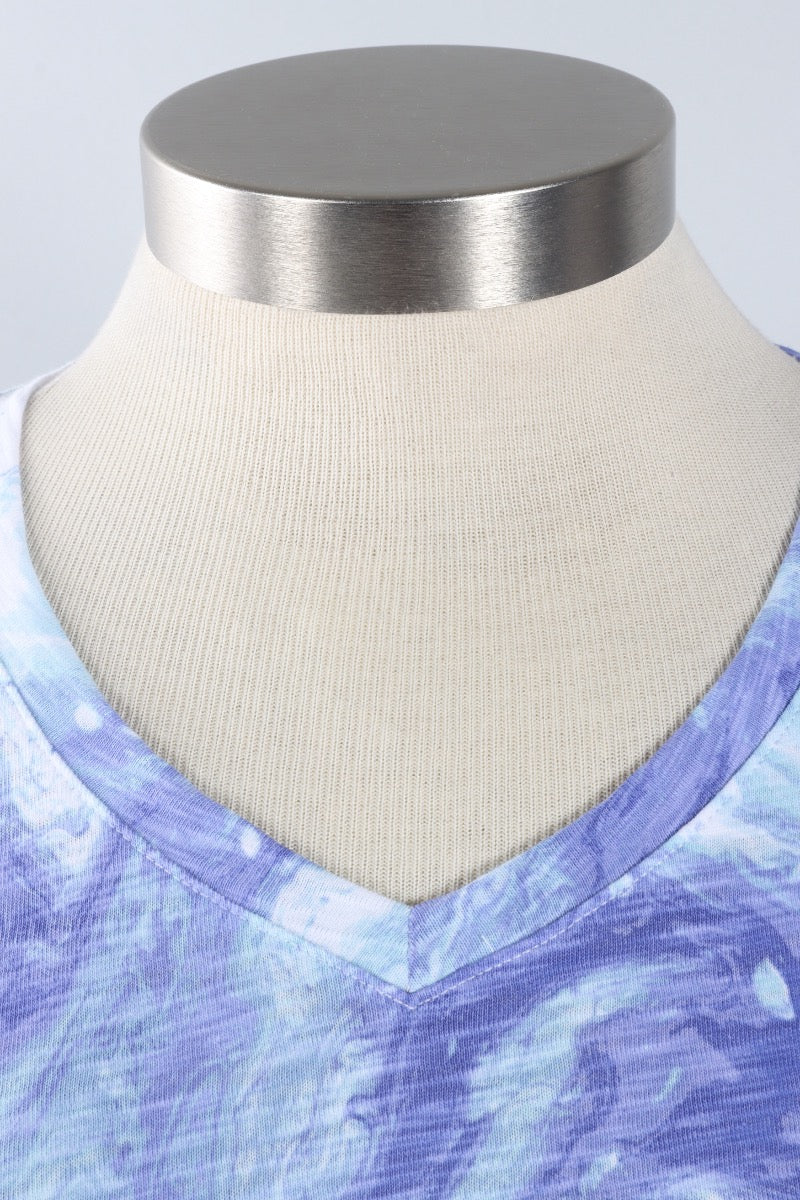 V-Neck Tee - Baja Blue Ocean Marble