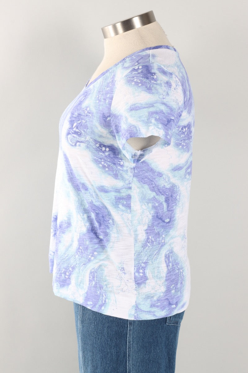 V-Neck Tee - Baja Blue Ocean Marble