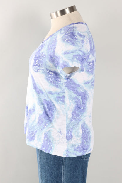 V-Neck Tee - Baja Blue Ocean Marble