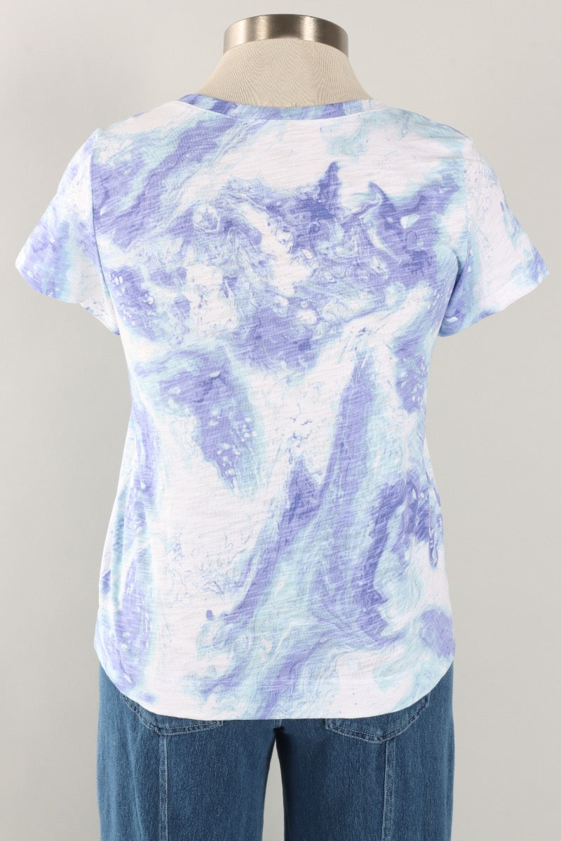 V-Neck Tee - Baja Blue Ocean Marble