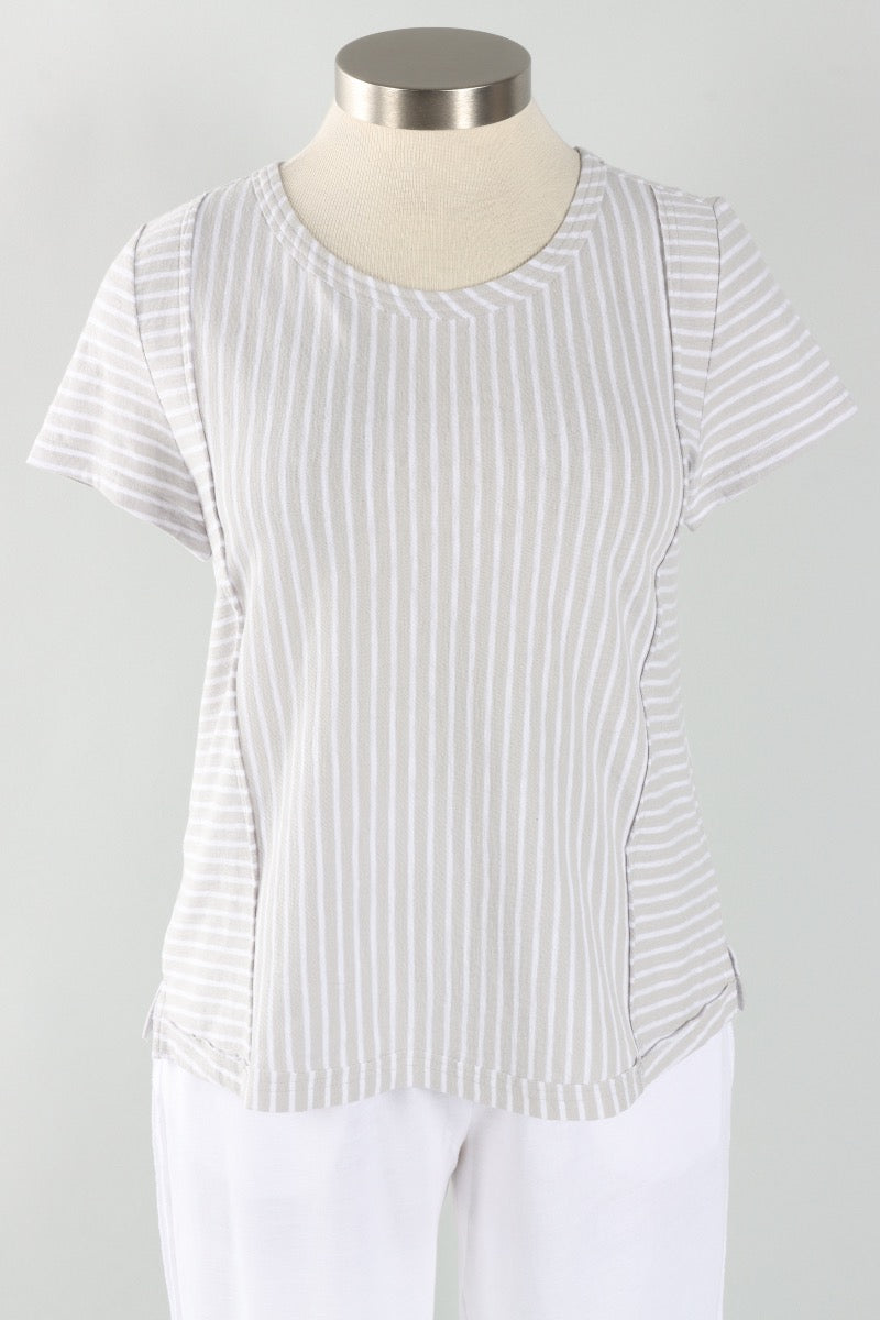 Seamed Tee - Dune Stripe