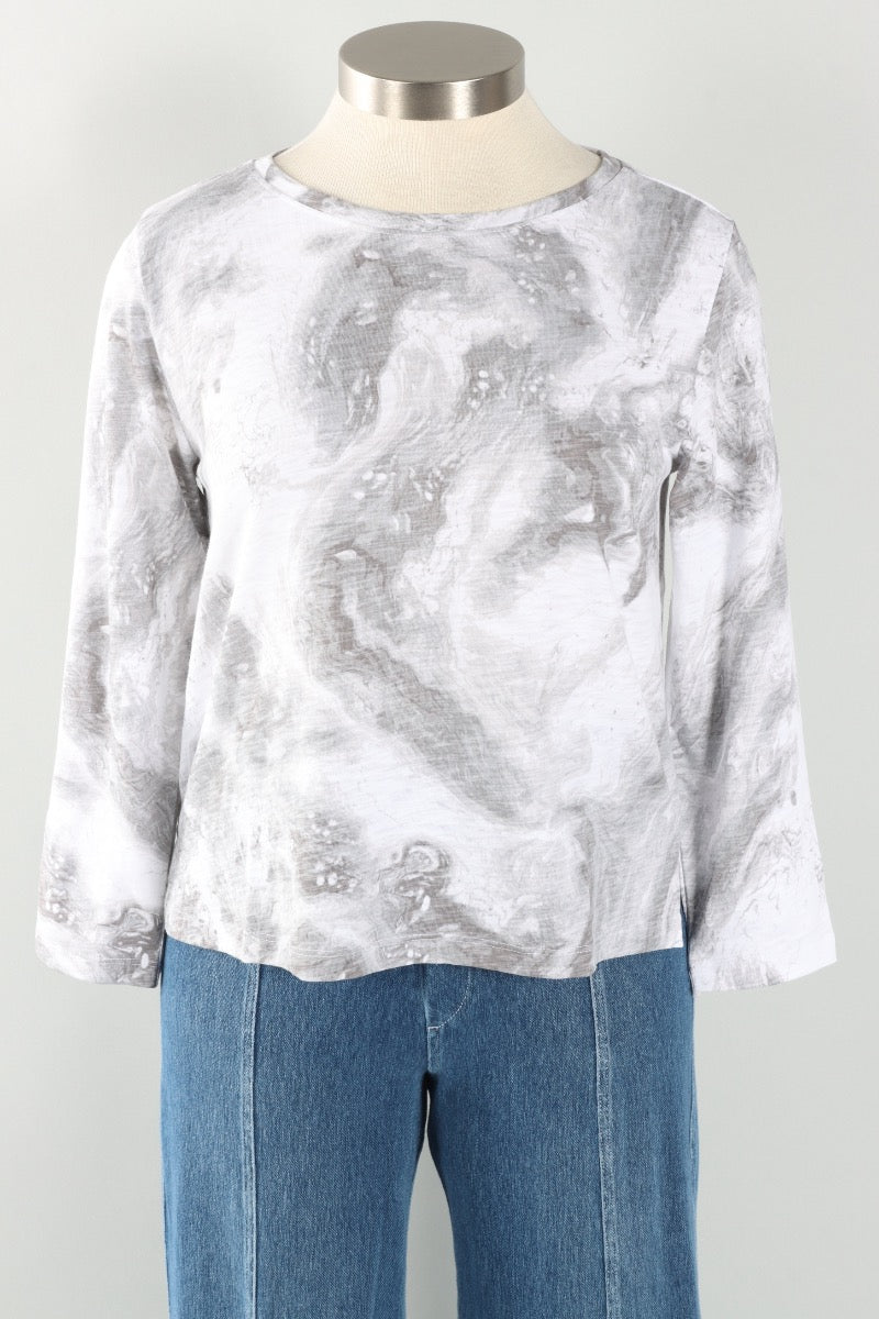 Boxy Tee - White Ocean Marble