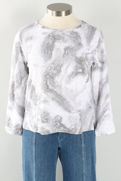 Boxy Tee - White Ocean Marble
