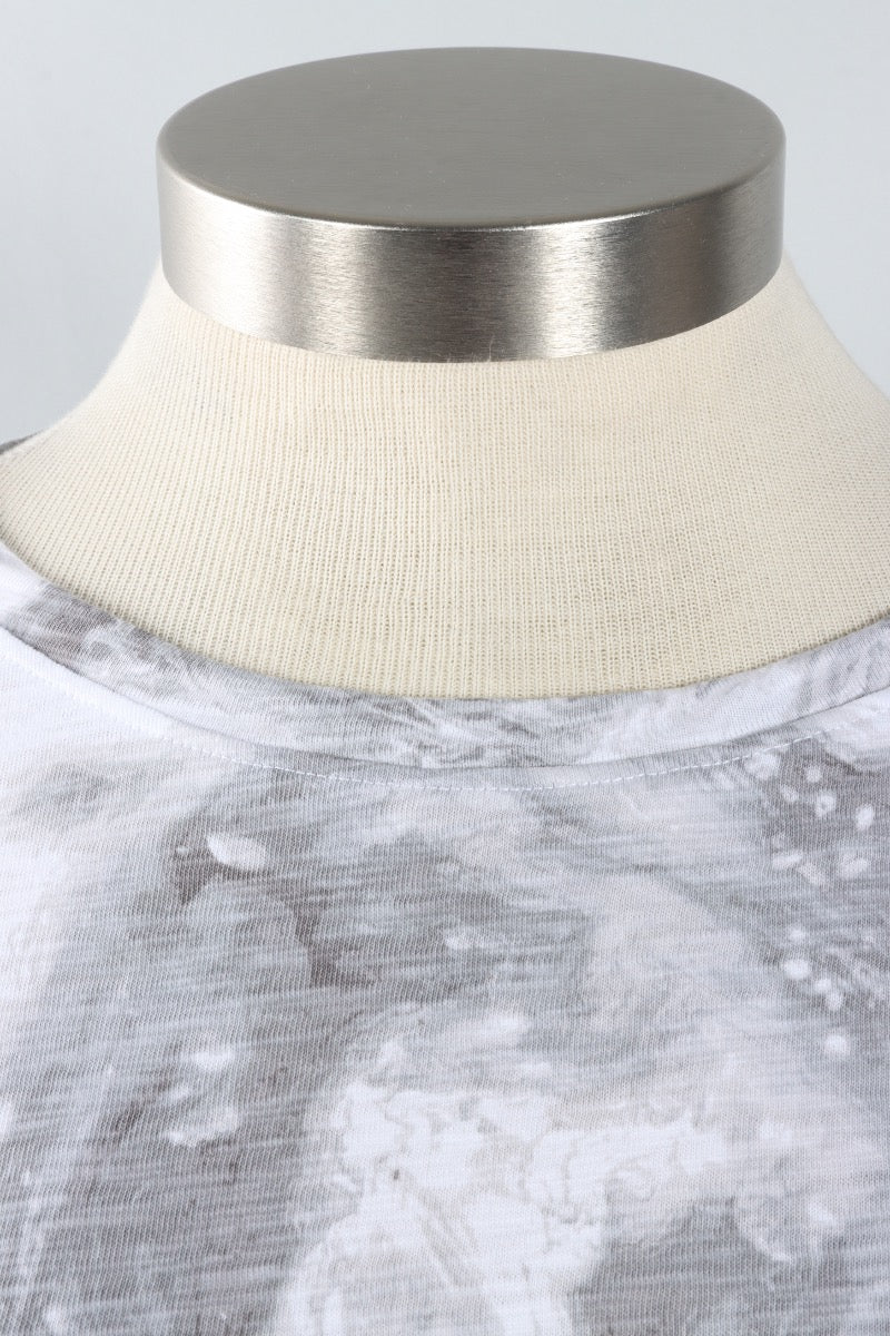 Boxy Tee - White Ocean Marble
