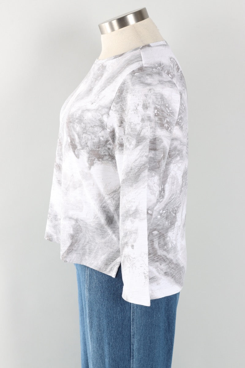 Boxy Tee - White Ocean Marble