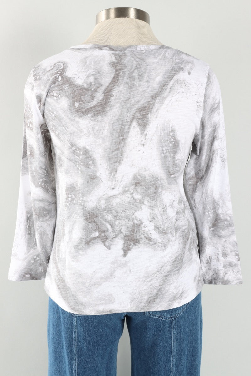 Boxy Tee - White Ocean Marble