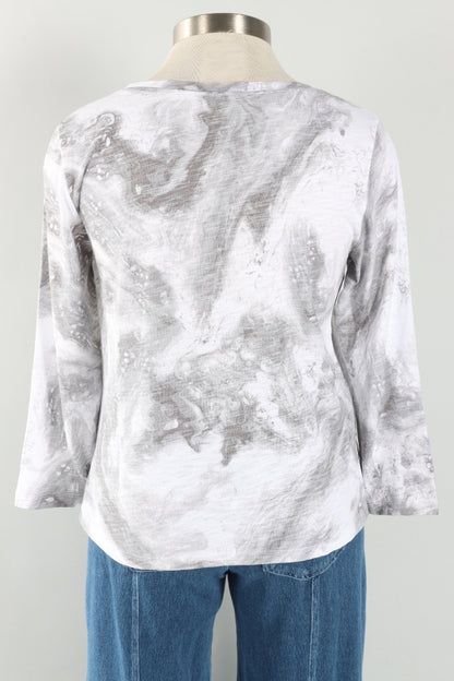 Boxy Tee - White Ocean Marble