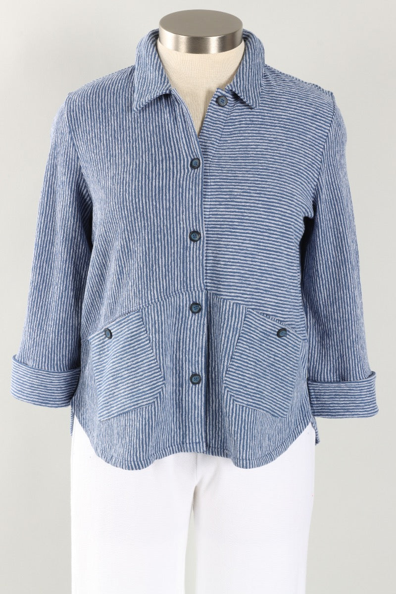 Carmel Button Front Shirt - Marine Stripe