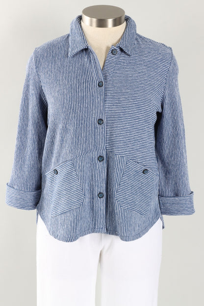 Carmel Button Front Shirt - Marine Stripe