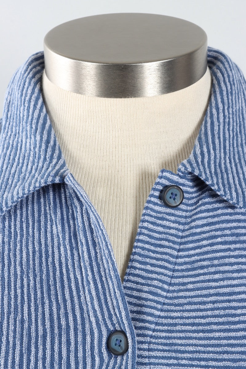 Carmel Button Front Shirt - Marine Stripe