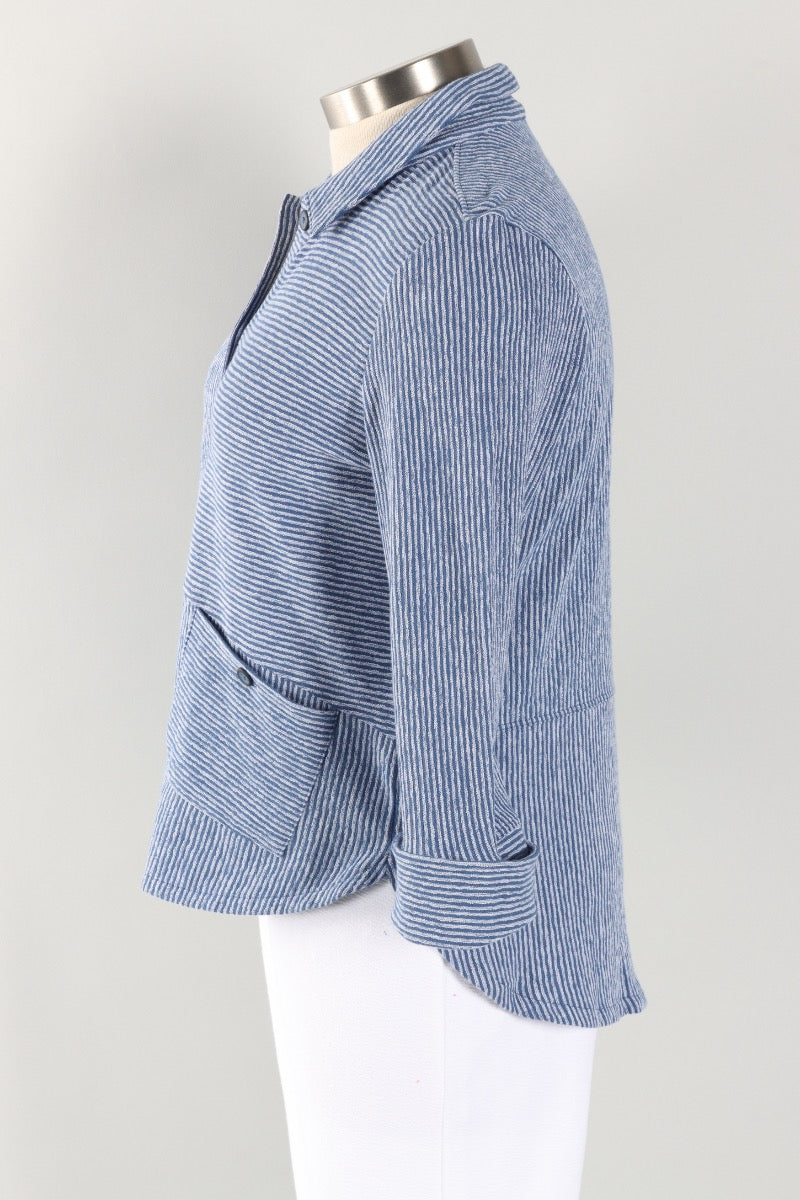 Carmel Button Front Shirt - Marine Stripe