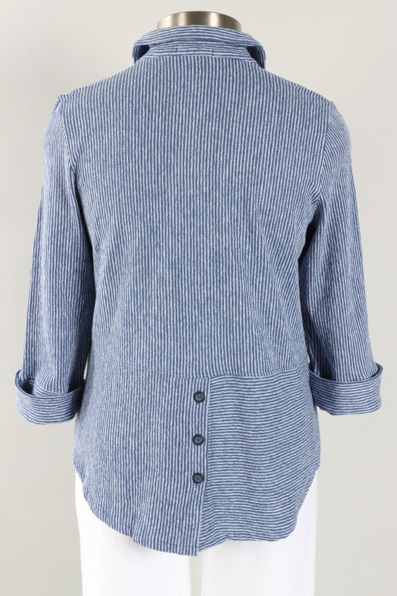 Carmel Button Front Shirt - Marine Stripe