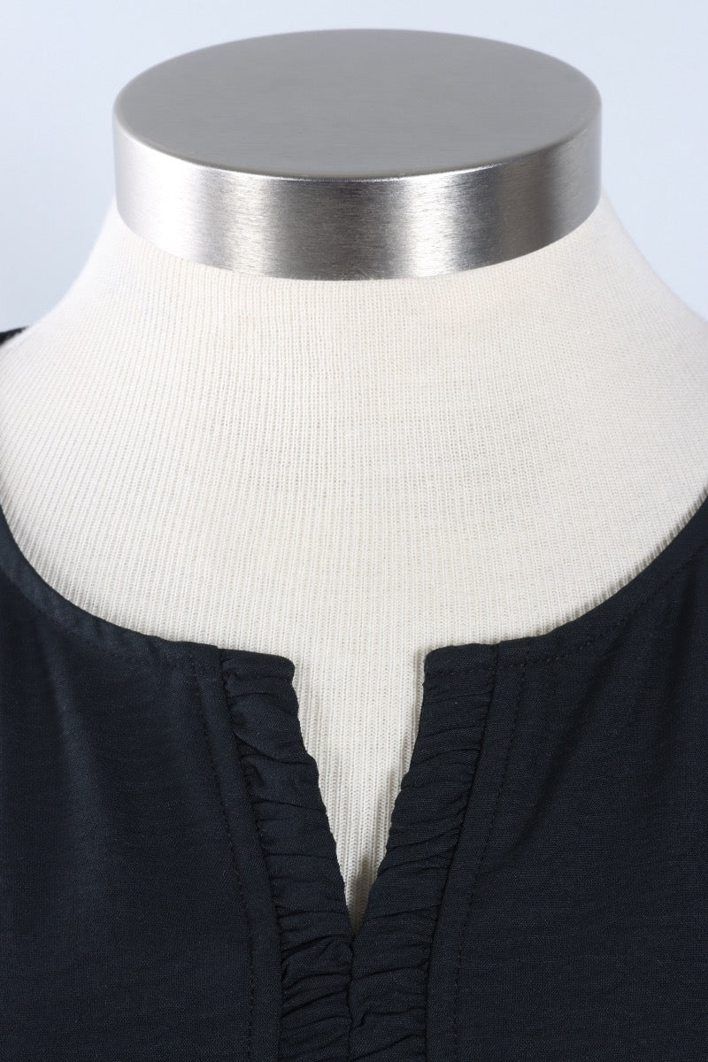 Center Shirred Tank - Black