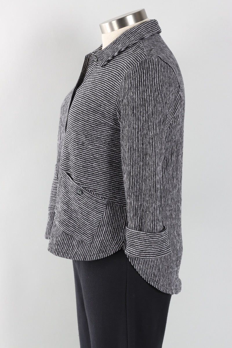 Carmel Button Front Shirt - Black Stripe