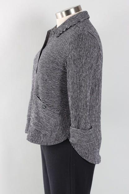 Carmel Button Front Shirt - Black Stripe