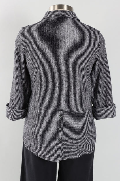 Carmel Button Front Shirt - Black Stripe