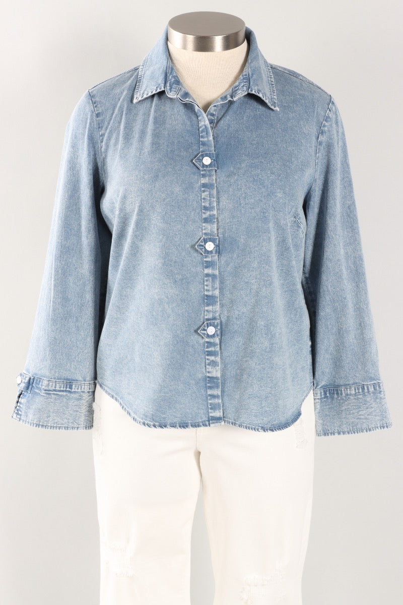 Tab Detail Shirt - Light Denim