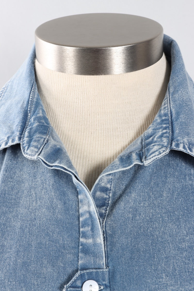 Tab Detail Shirt - Light Denim