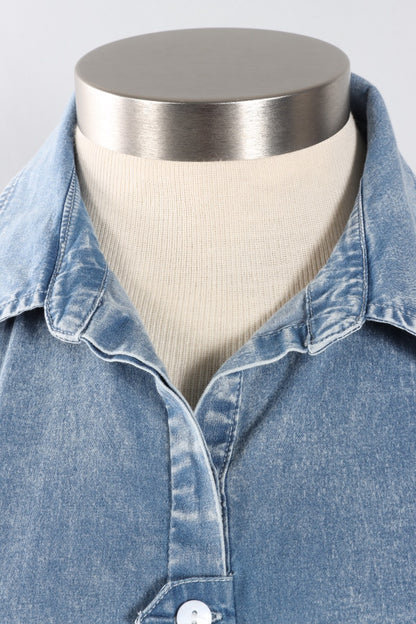 Tab Detail Shirt - Light Denim