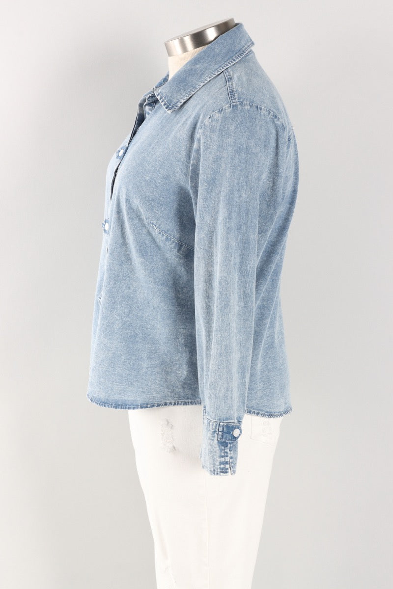 Tab Detail Shirt - Light Denim