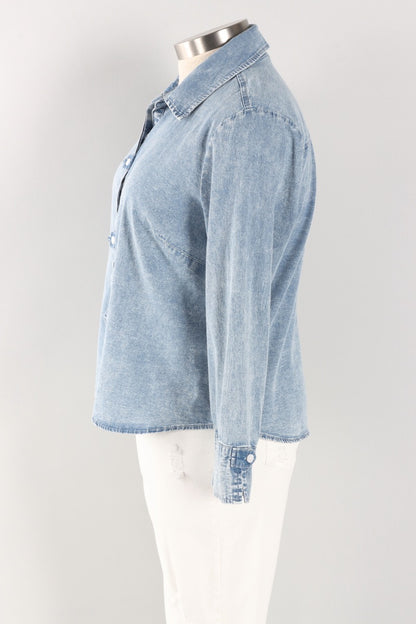 Tab Detail Shirt - Light Denim