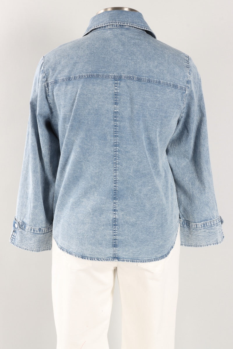 Tab Detail Shirt - Light Denim