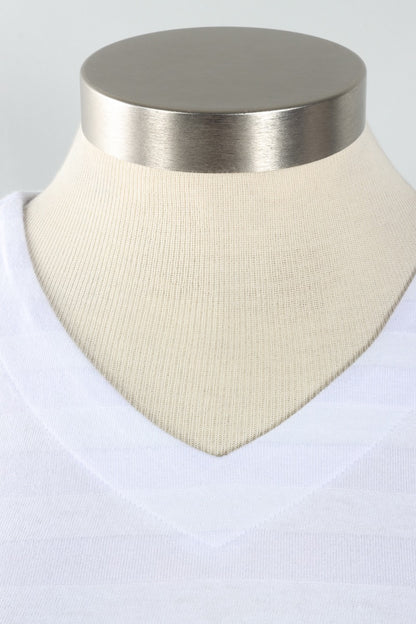 Elbow Sleeve Top - White Stripe