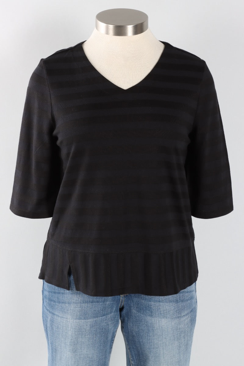 Elbow Sleeve Top - Black Stripe