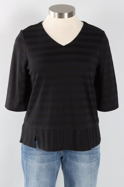 Elbow Sleeve Top - Black Stripe