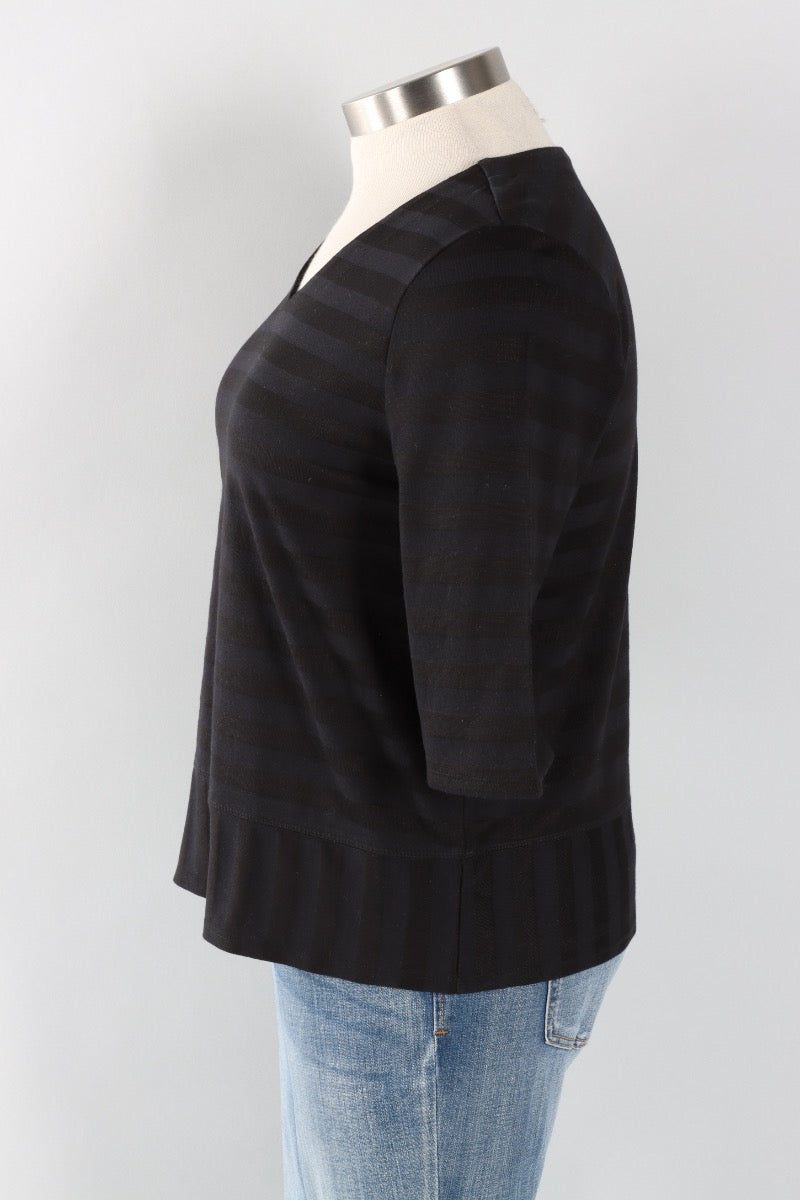 Elbow Sleeve Top - Black Stripe