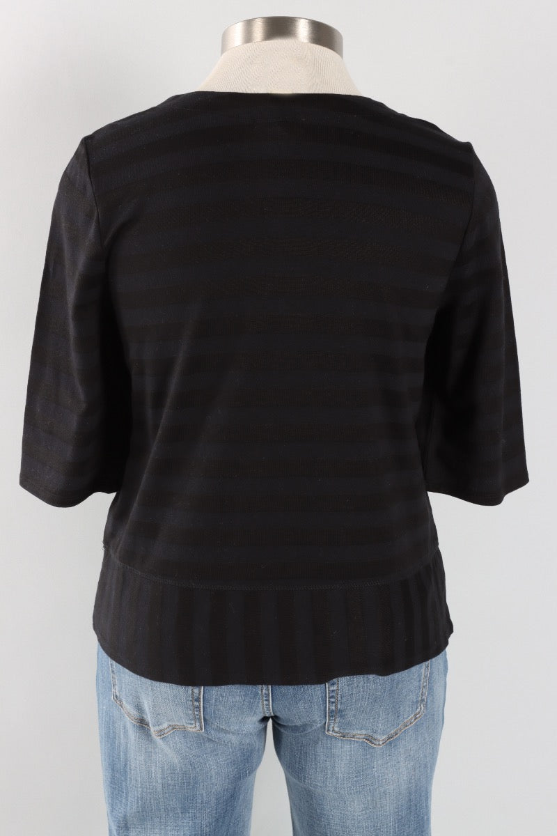 Elbow Sleeve Top - Black Stripe