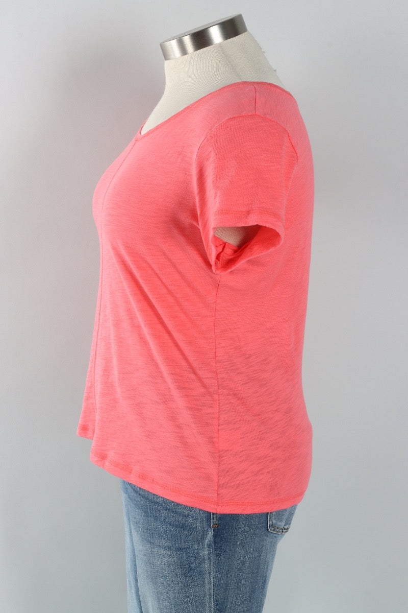 Coverstitch Tee - Coral
