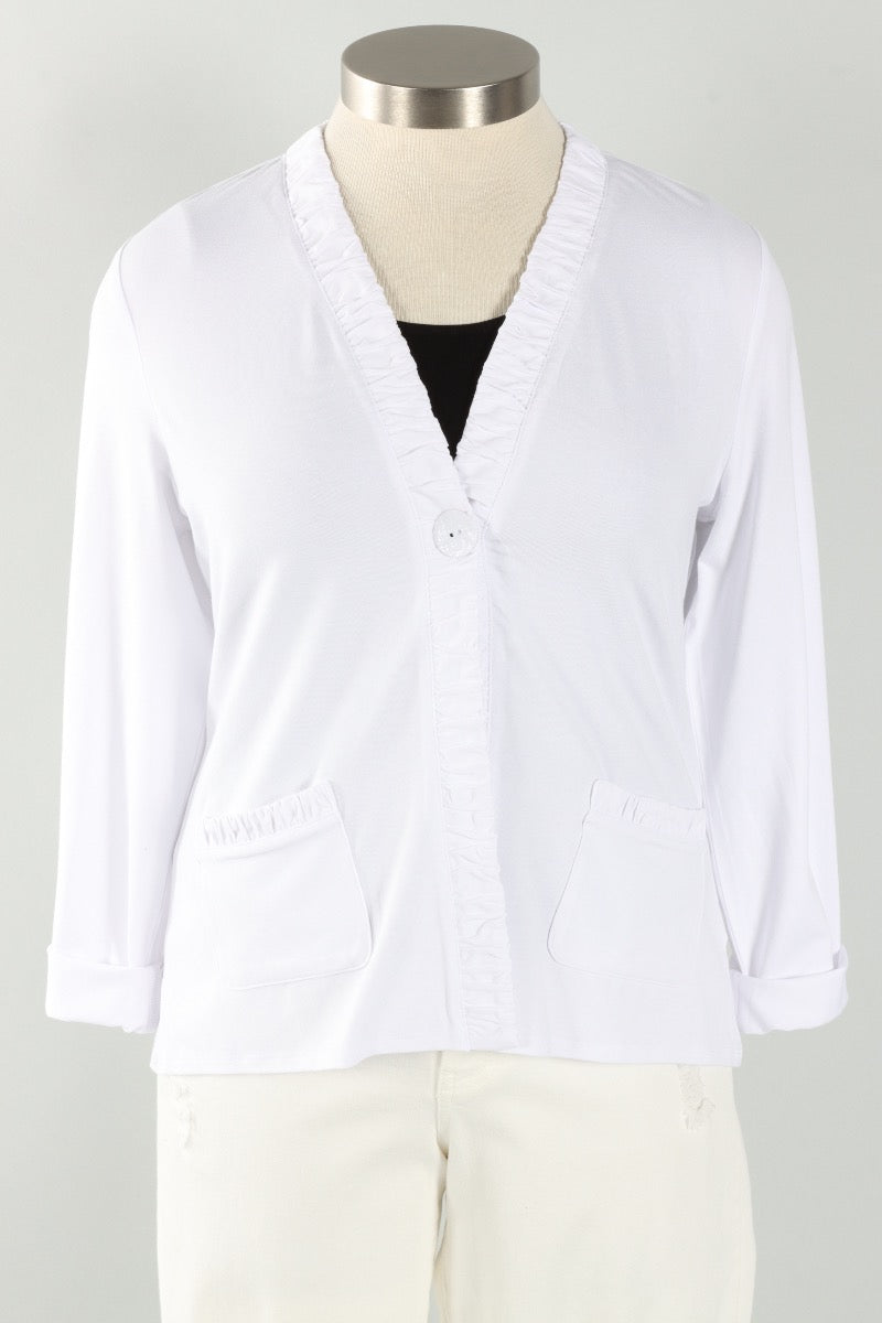 Ruched Front Jacket - White