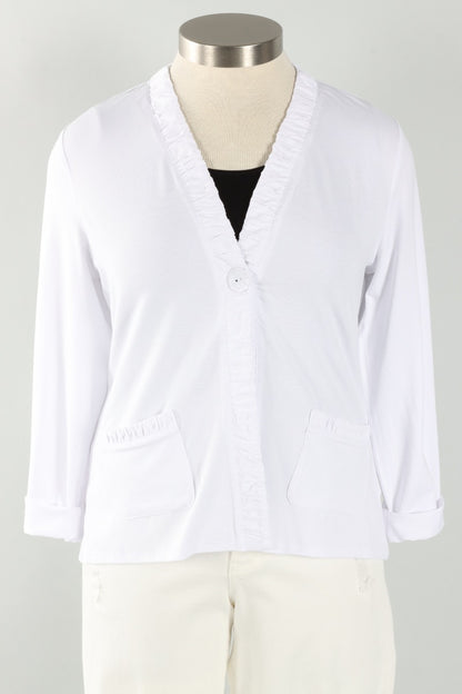 Ruched Front Jacket - White