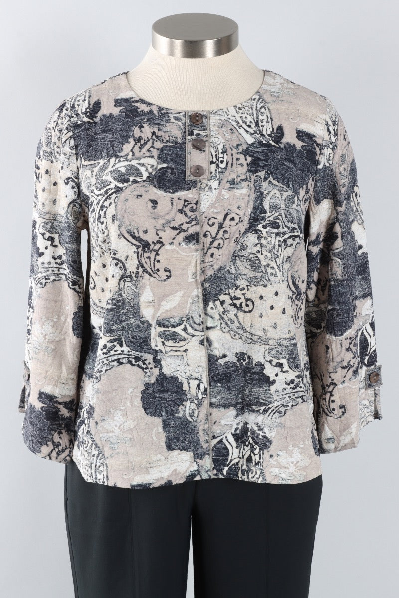 Pleat Back Pullover - Willow Medley