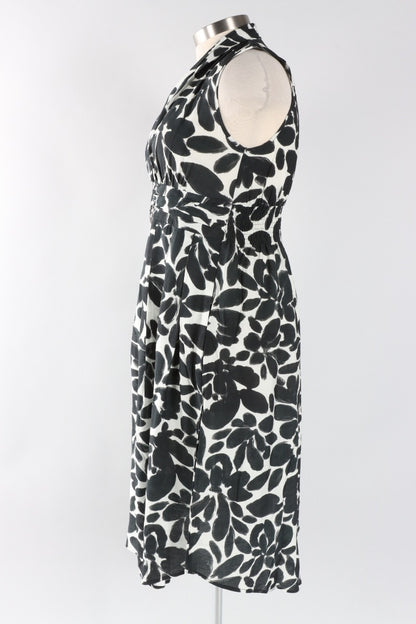 Printed Zip Dress - White & Black