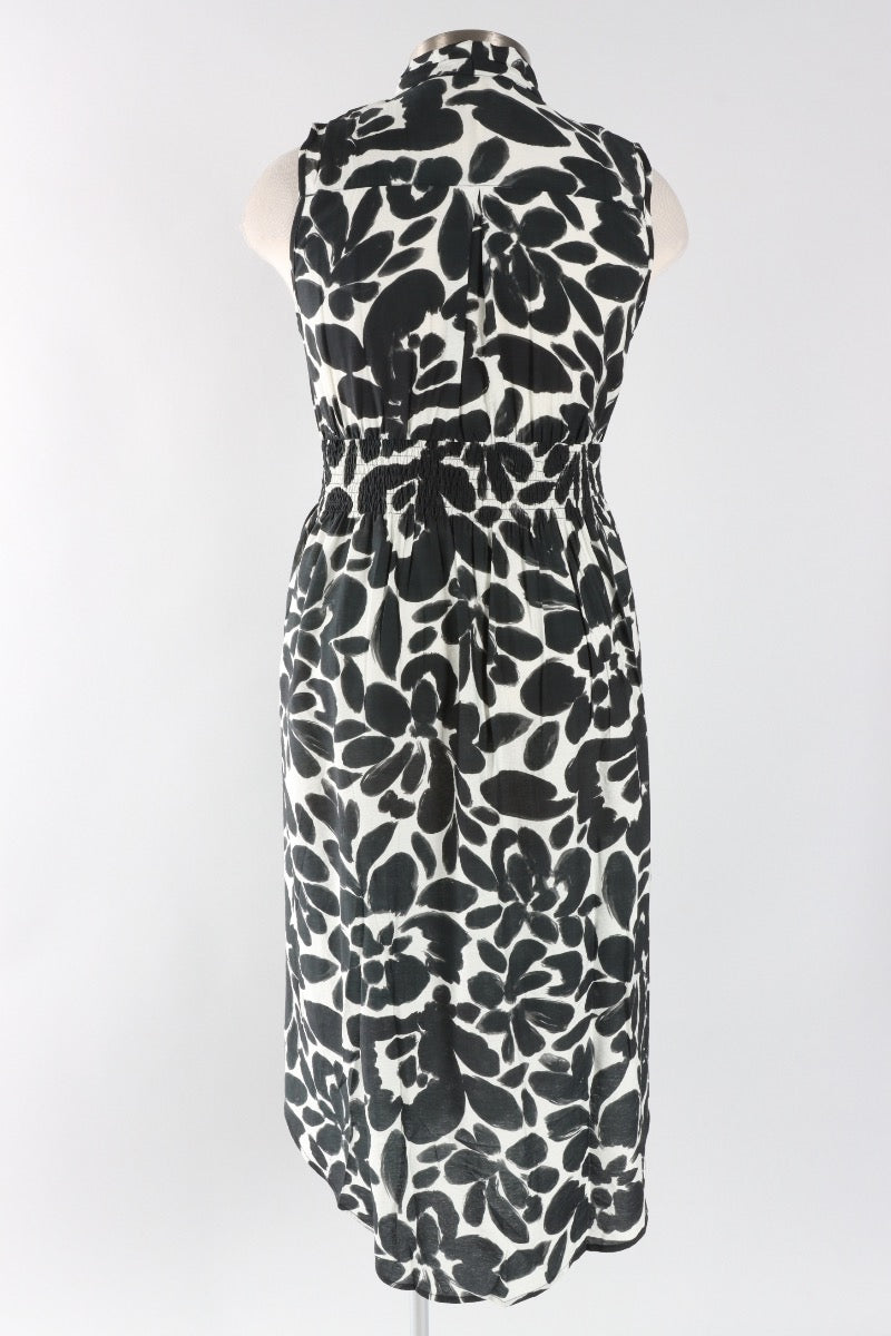 Printed Zip Dress - White & Black