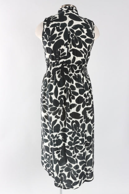 Printed Zip Dress - White & Black