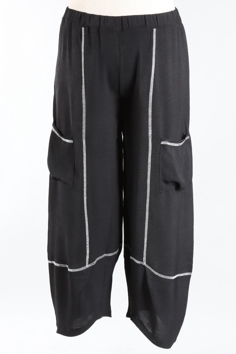 Airflow Contrast Stitch Pant Plus - Black