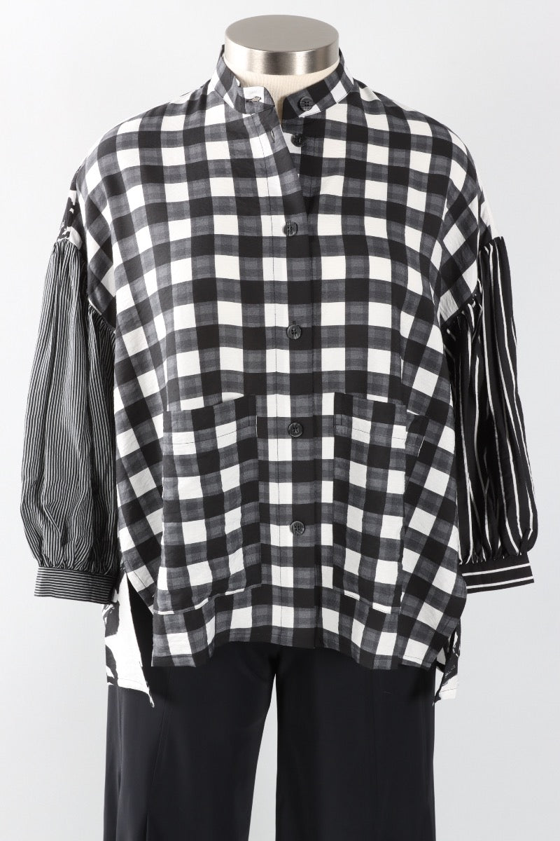 Mix Media Top - Black & White