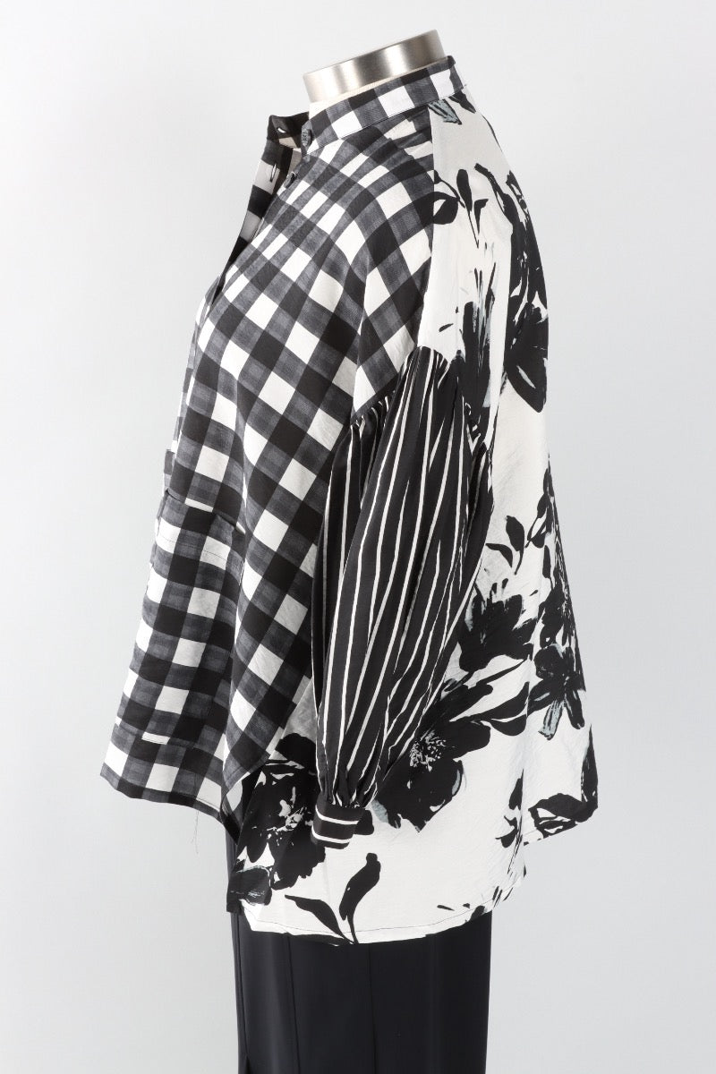 Mix Media Top - Black & White