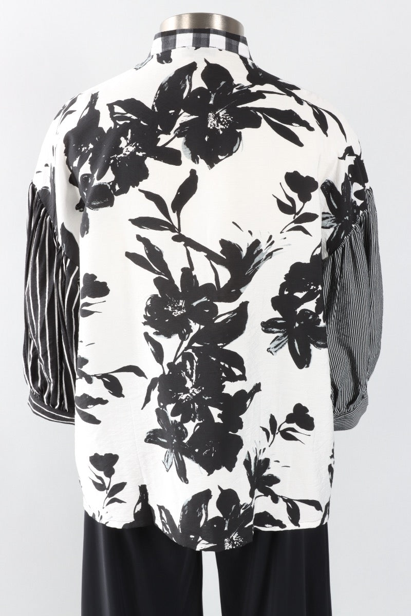 Mix Media Top - Black & White
