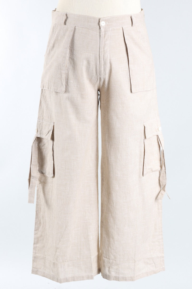 Calista Cargo Pant - Crockery Mini Check