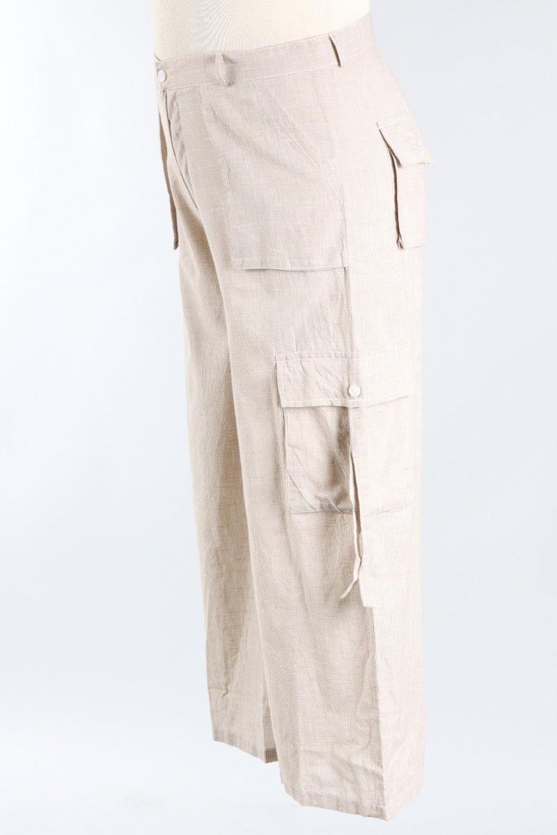 Calista Cargo Pant - Crockery Mini Check