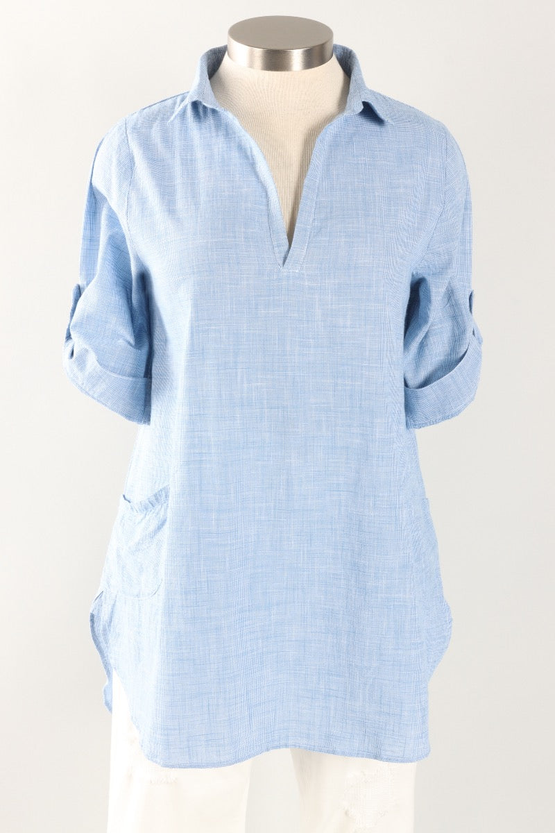 York Tunic - Blue Mini Check