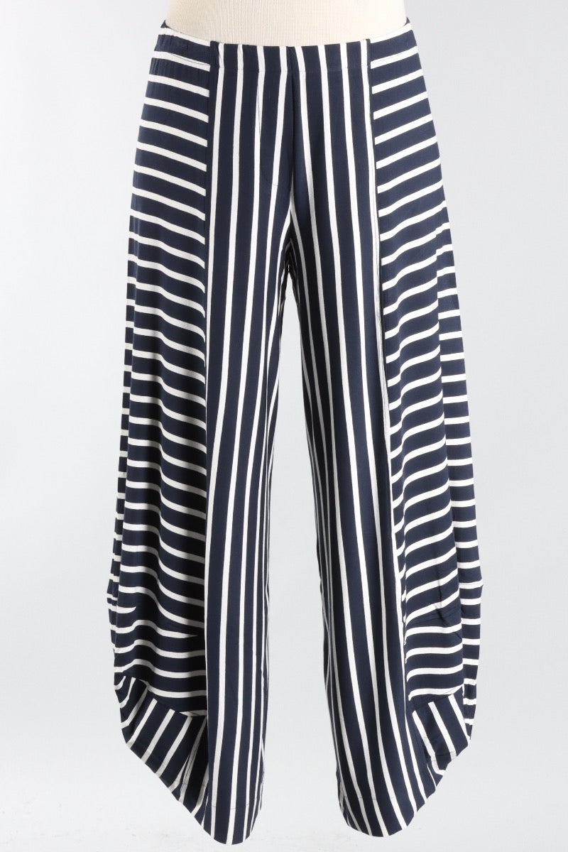 Stripe Punto Pant - Navy & White