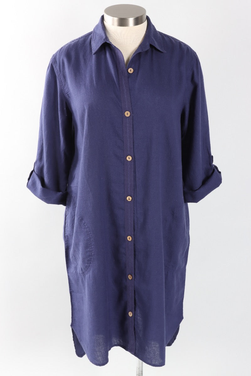 Getaway Shirt Dress - Navy