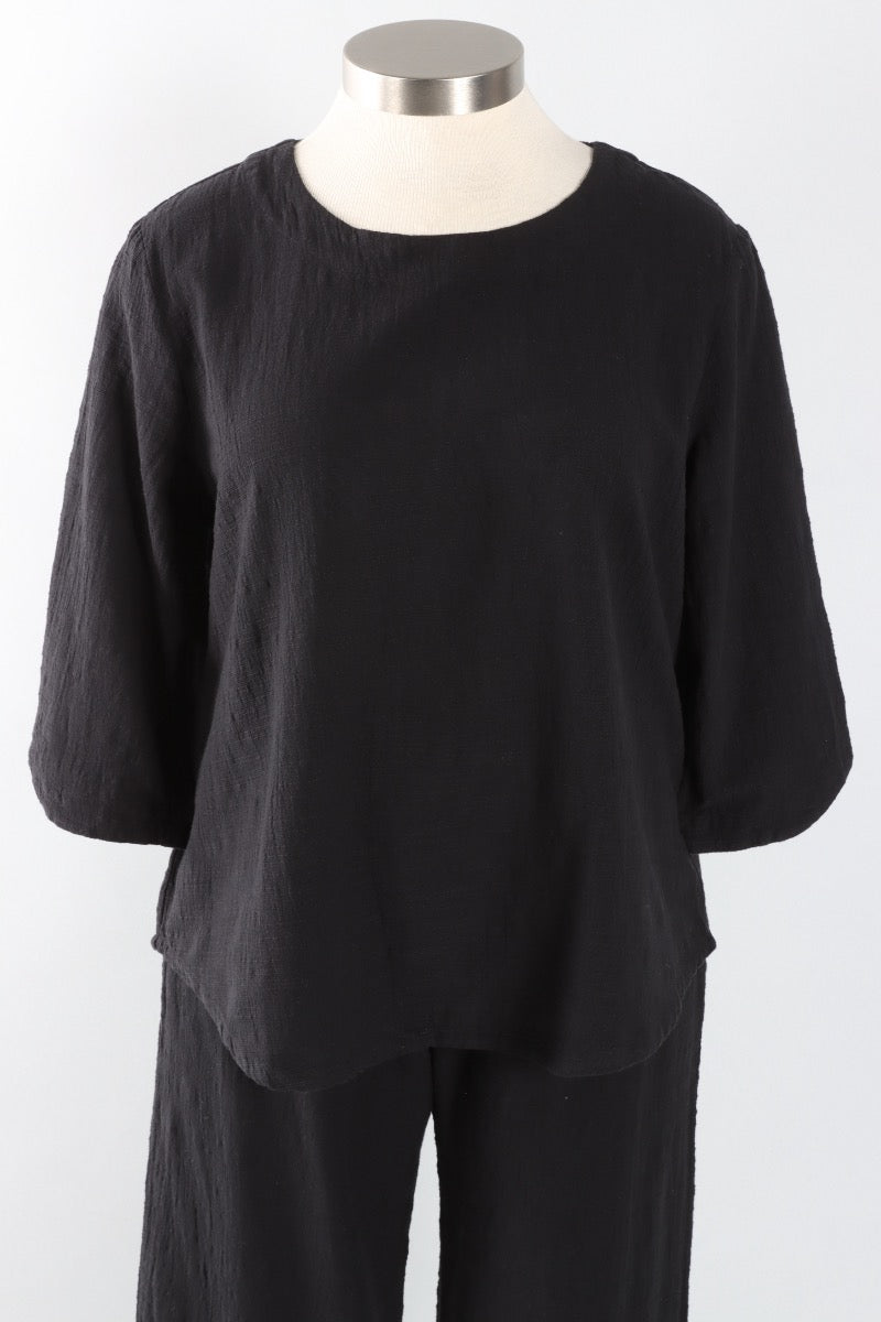 3/4 Sleeve Pullover - Black