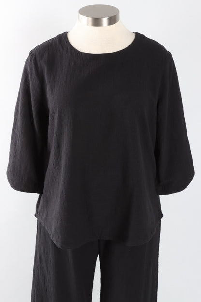 3/4 Sleeve Pullover - Black